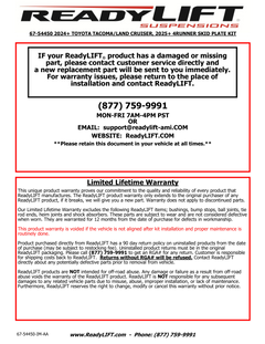 ReadyLift Plaque de protection — pour certains véhicules Toyota (67-54450)