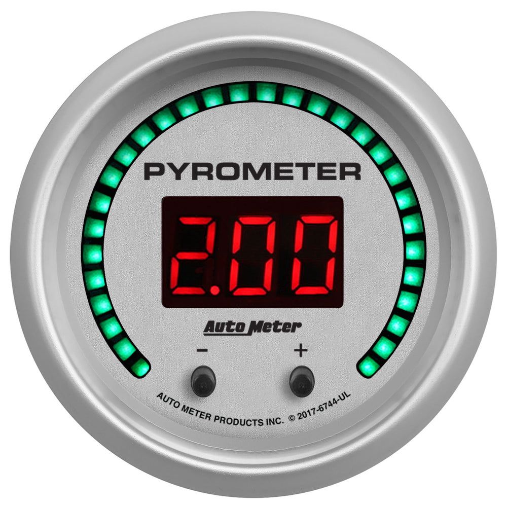 AutoMeter Gauge, Pyrometer, 2 1/16", Two Channel, Selectable, Ultra-Lite Elite Digital