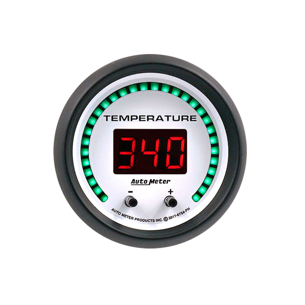 AutoMeter Gauge, Fluid Temperature, 2 1/16", 2 Chan, Selectable, Phantom Elite Digital