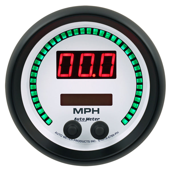 AutoMeter Gauge, Speedo, 3 3/8", 260 MPH / 260 KM/H, Elec Program, Phantom Elite Digital