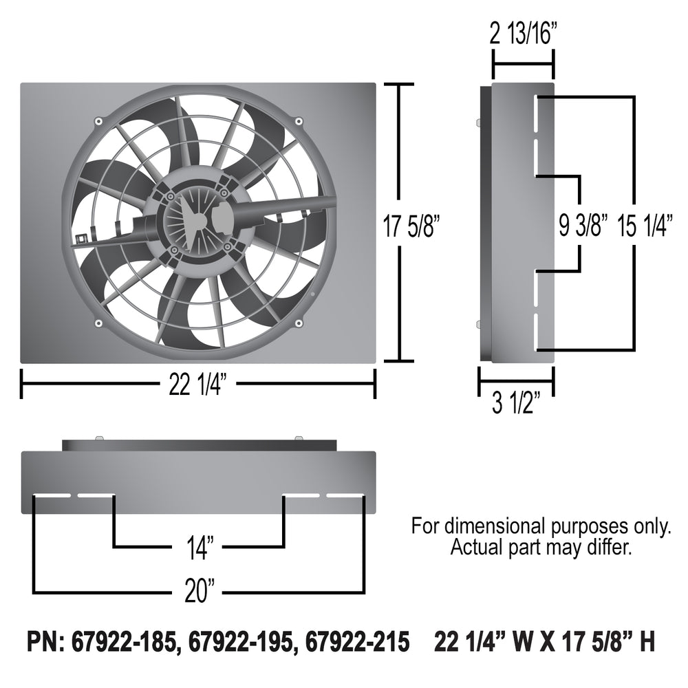 Derale Powerpack - Brushless Single 17" RAD Fan/Alum Shroud Kit w/ PWM Controller — Gray/Black (67922-195)