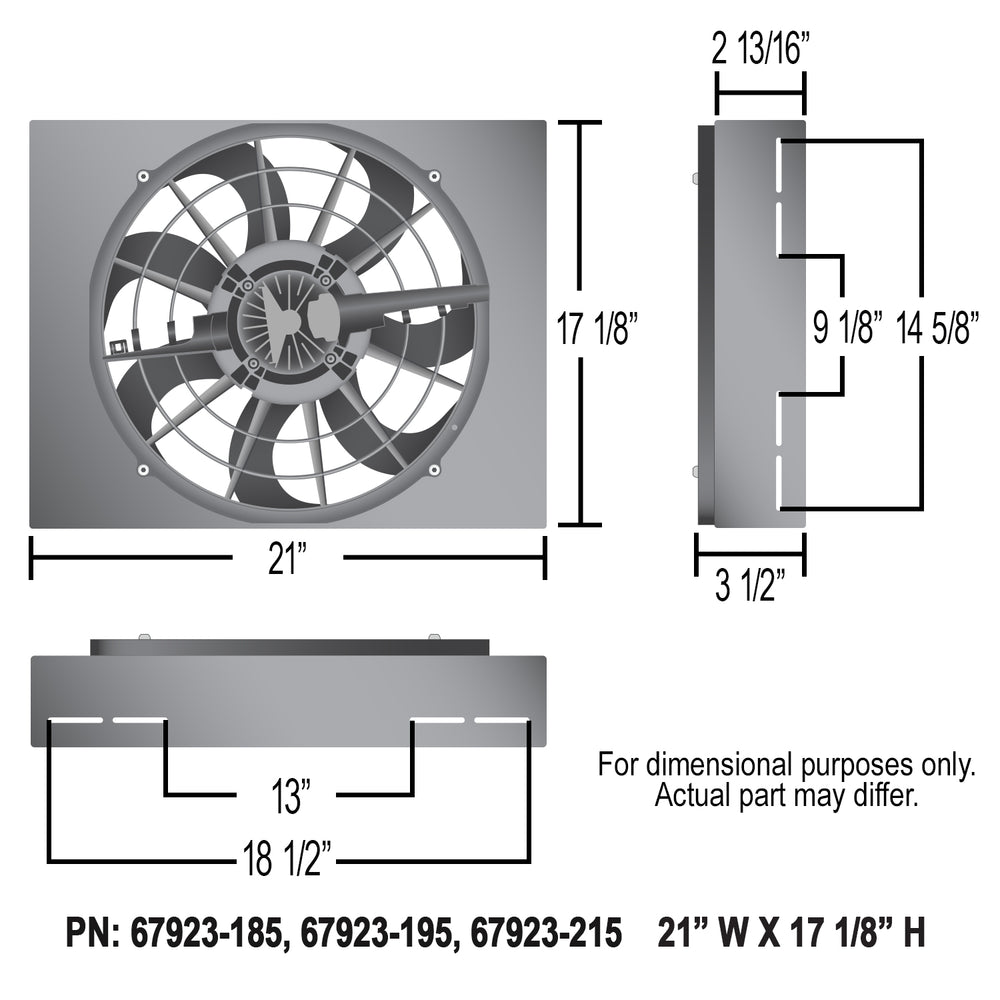 Derale Powerpack - Brushless Single 17" RAD Fan/Alum Shroud Kit w/ PWM Controller — Gray/Black (67923-215)