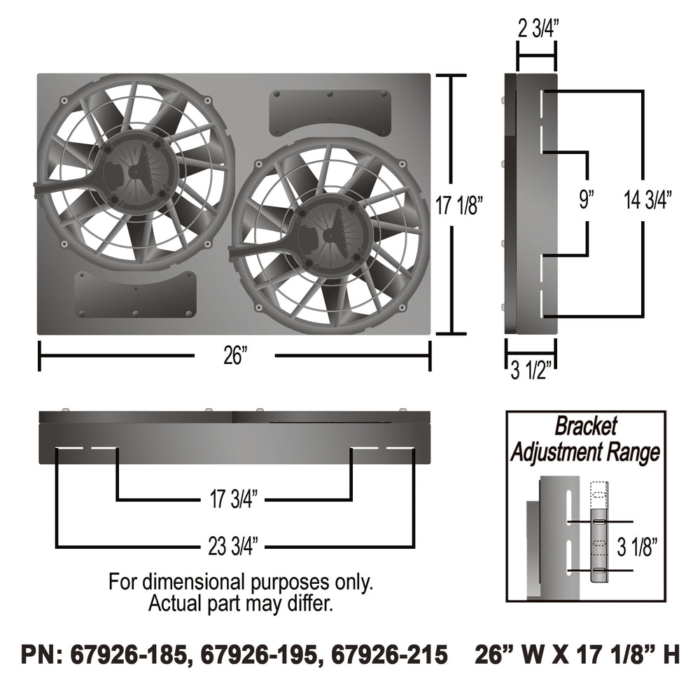 Derale Powerpack - Brushless Dual 12" RAD Fan/Alum Shroud Kit w/ PWM Controller — Gray/Black (67926-185)