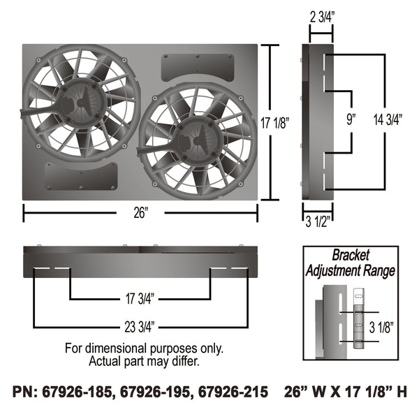 Derale Powerpack - Brushless Dual 12" RAD Fan/Aluminum Shroud Kit with PWM Controller — Gray/Black (67926-185)