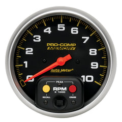 AutoMeter Tachometer, 5", 0-10,000 RPM, IN-Dash W/Peak Memory, Pro-Comp