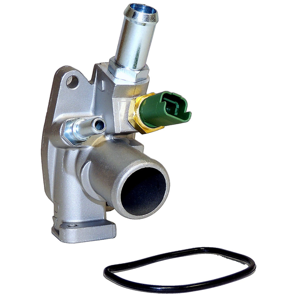 Crown Automotive Thermostat & Housing — Black, Unpainted
