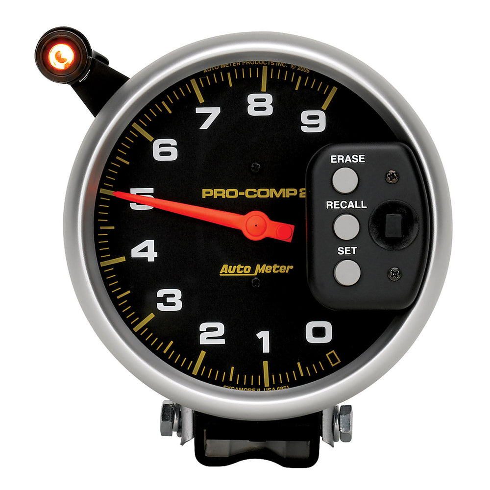 AutoMeter 5" Tachometer, 0-9000 RPM, Pedestal W/ Quick Lite & Peak Memory, Pro-Comp