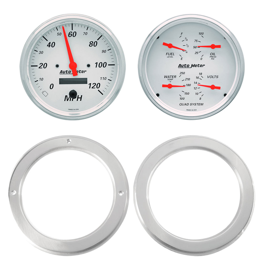 AutoMeter 2 Gauge Direct Fit Dash Kit, Chevy Truck 54-55, 2 Gauge, Arctic White