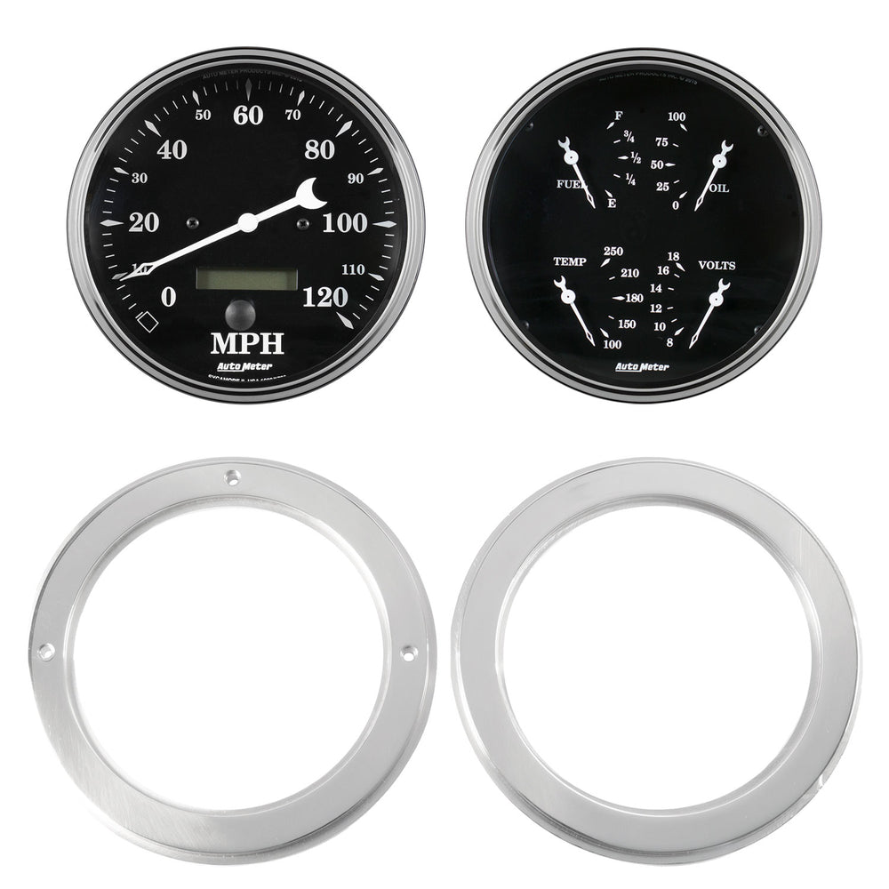 AutoMeter 2 Gauge Direct Fit Dash Kit, Chevy Truck 54-55, 2 Gauge, Old Tyme Black