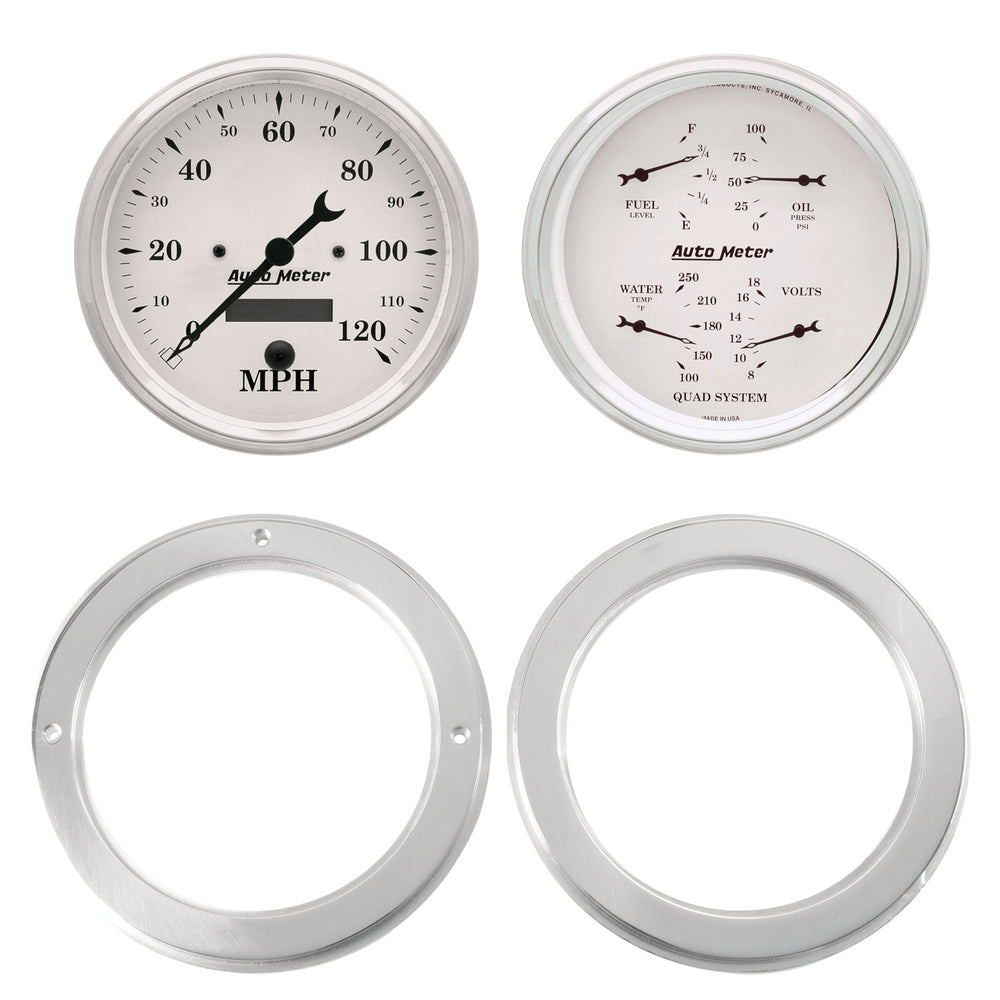 AutoMeter 2 Gauge Direct Fit Dash Kit, Chevy Truck 54-55, 2 Gauge, Old-Tyme White