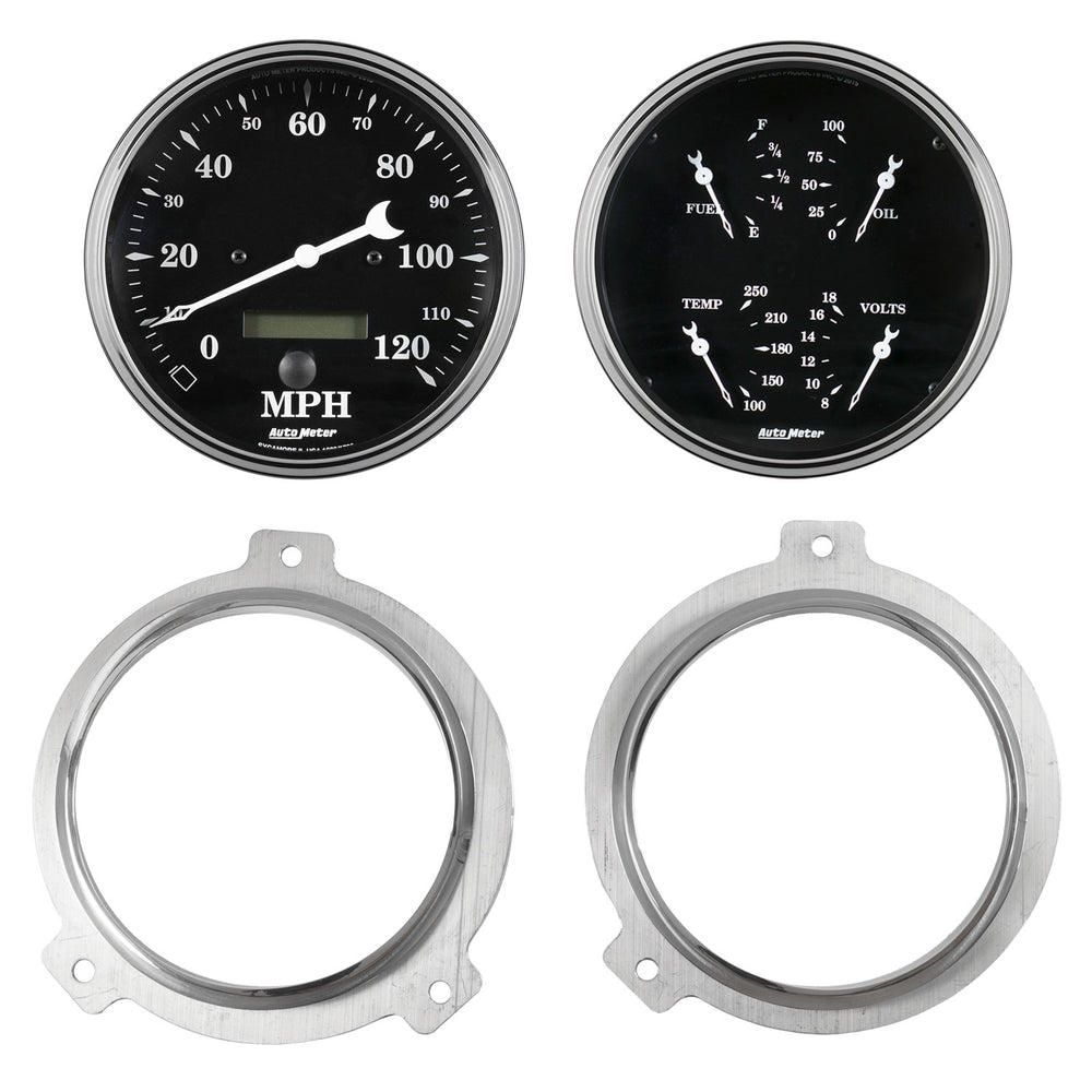 AutoMeter 2 Gauge Direct Fit Dash Kit, Chevy Car 51-52, 2 Gauge, Old Tyme Black