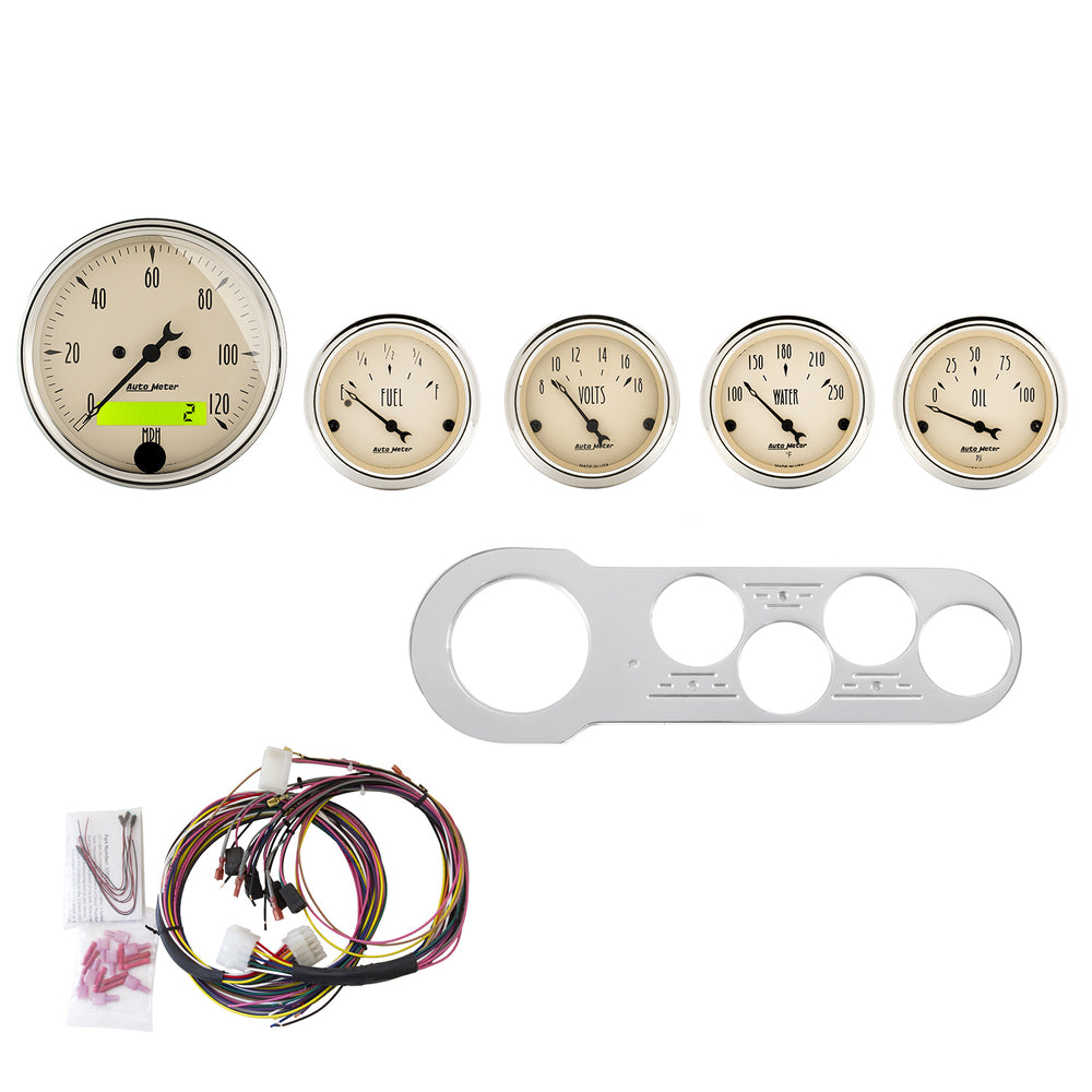 AutoMeter Direct Fit Dash Kit, Chevy Car 53-54, MPH/Fuel/Oilp/Wtmp/Bat, AB