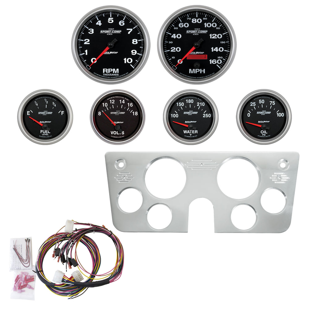 AutoMeter 6 Gauge Direct Fit Dash Kit, Chevy Truck 67-72, 6 Gauge, Sport-Comp II