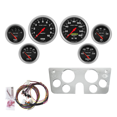 AutoMeter Direct Fit Dash Kit, Chevy Truck 67-72, Tach/MPH/Fuel/Oilp/Wtmp/Volt, Sport-Comp