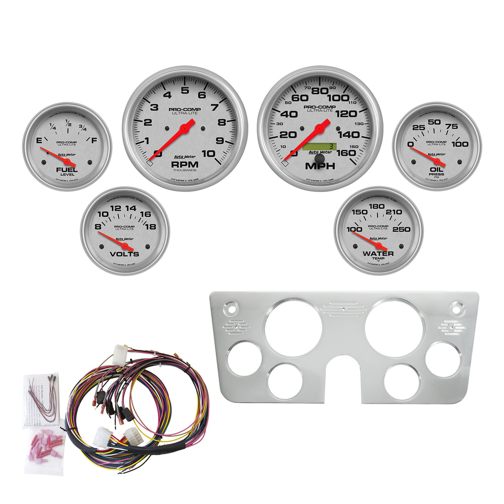AutoMeter Direct Fit Dash Kit, Chevy Truck 67-72, Tach/MPH/Fuel/Oilp/Wtmp/Volt, Ultra-Lite