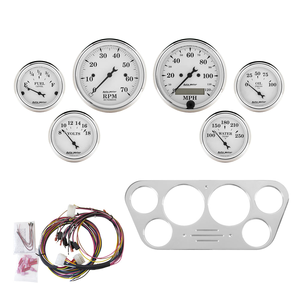 AutoMeter Direct Fit Dash Kit, Ford Truck 53-55, Tach/MPH/Fuel/Oilp/Wtmp/Volt, Otw