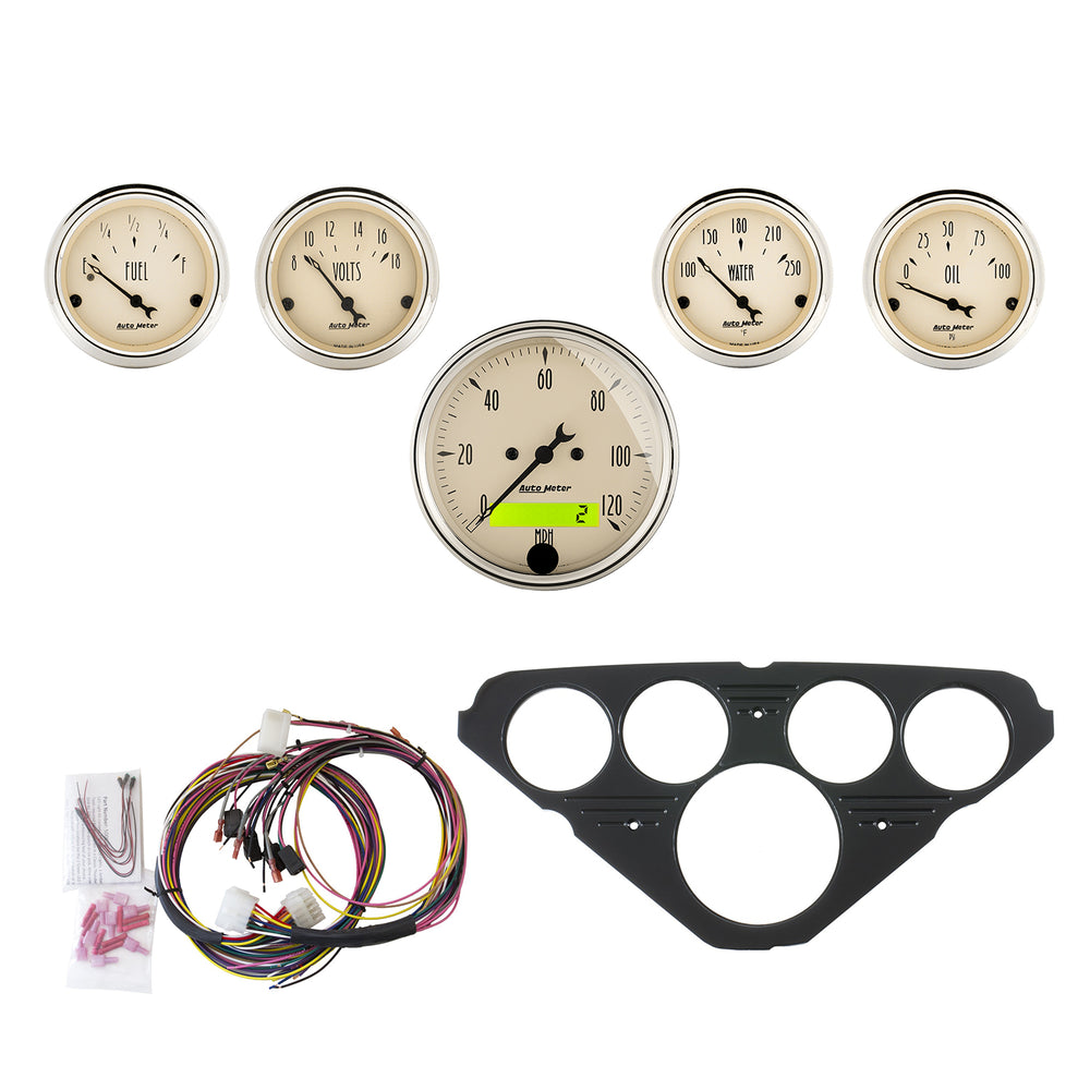 AutoMeter Direct Fit Dash Kit, Chevy Truck 55-59, MPH/Fuel/Oilp/Wtmp/Bat, AB (7049-AB)