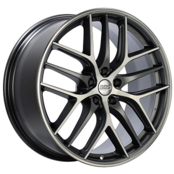 BBS Roue CC-R 19x9.5 5x120 ET40 à protège-jante poli - graphite satiné taillé au diamant - PFS 82mm requis