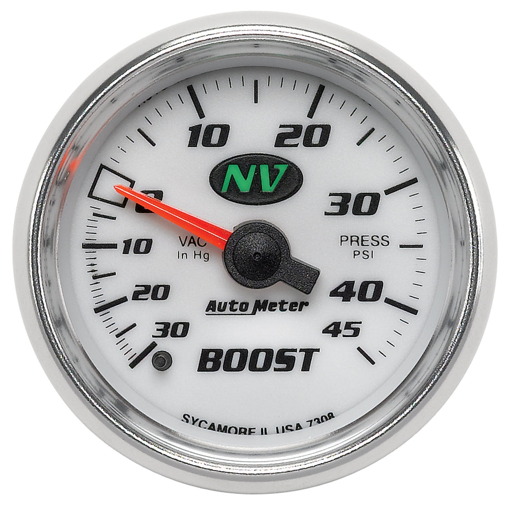 AutoMeter 2-1/16" Boost/Vacuum, 30 in HG/45 PSI, NV