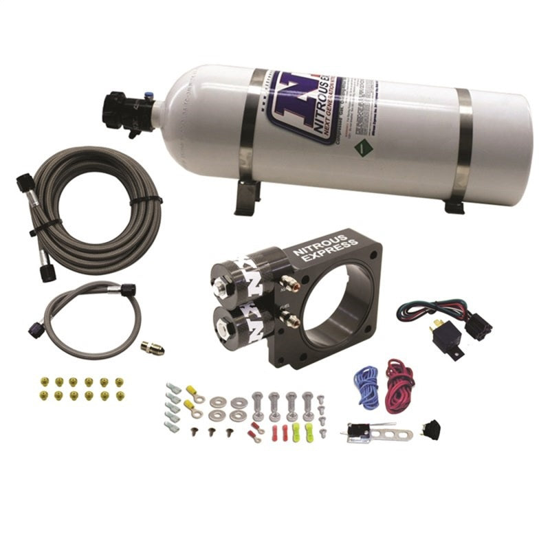Nitrous Express Ensemble de plaque d'oxyde nitreux 86-93 Ford Mustang GT 5.0L (à tiges-poussoirs) avec bouteille 15lb