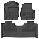 Husky Liner 2019-2023 F450 Super Duty Ext Cab Weatherbeater Front & 2Nd Row Floor Liner Black