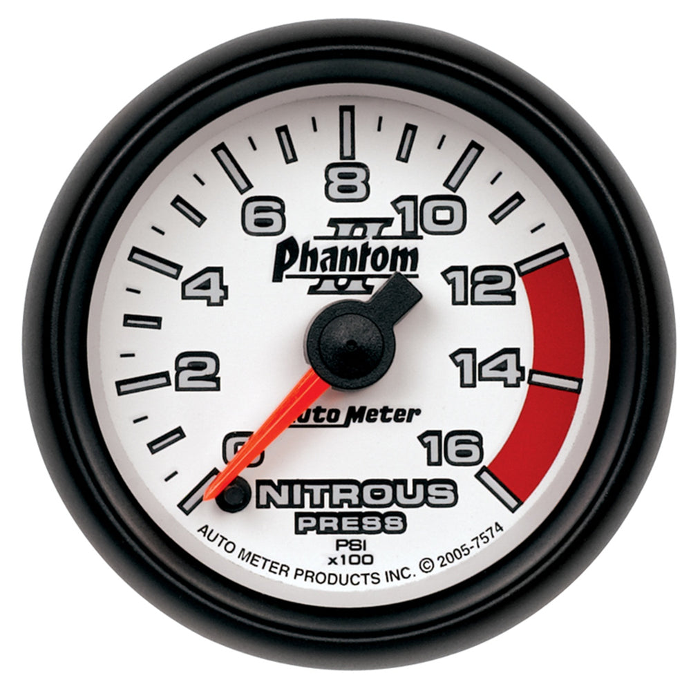 AutoMeter 2-1/16" Nitrous Pressure, 0-1600 PSI, Phantom II