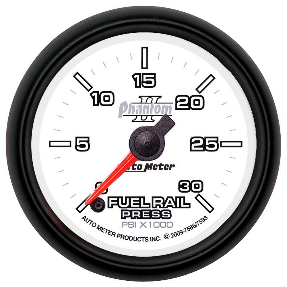 AutoMeter 2-1/16" Fuel Rail Pressure, 0-30K PSI, Phantom II — White (7593)