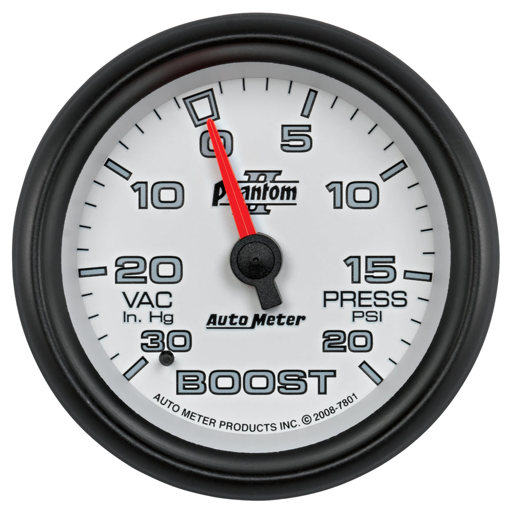 AutoMeter 2-5/8" Boost/Vacuum, 30 in HG/20 PSI, Phantom II