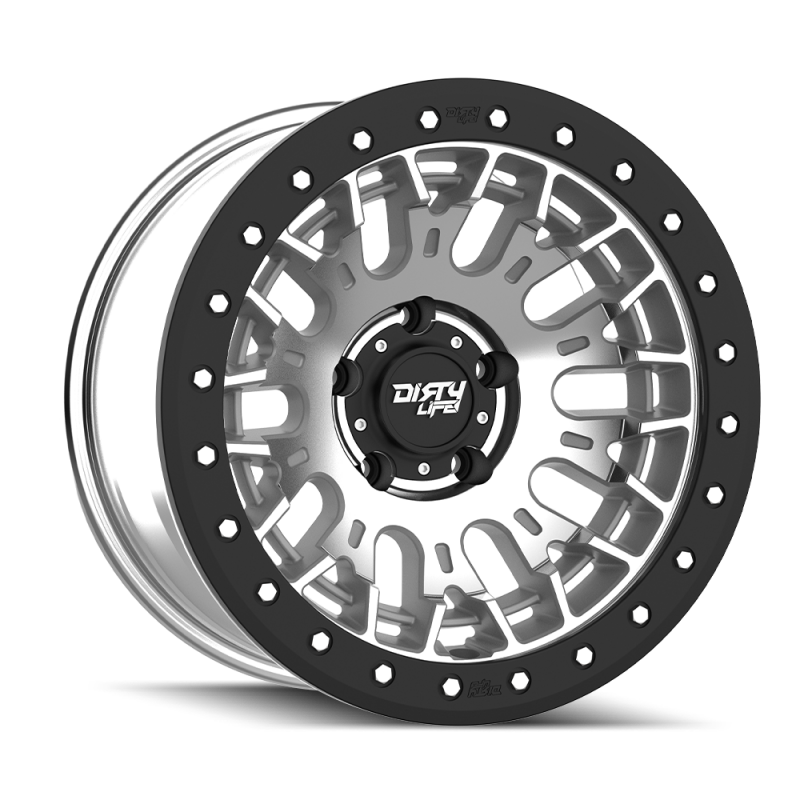 Dirty Life Roue DT-3 17X9 5x127 déport -38 - fini usiné avec beadlock simulé