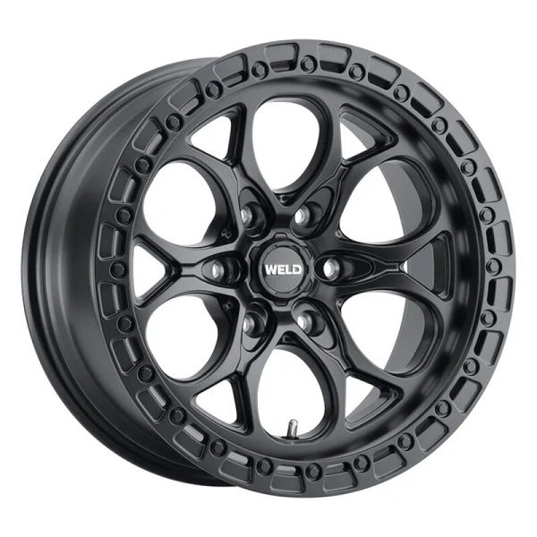 Weld 17x9 Ledge 6 6x135 ET-12 BS 4.50 87.1 Satin Black Wheel / Satin Black Ring