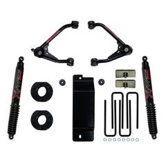 Skyjacker Ensemble de rehaussement 3.5-4 po avec bras de suspension supérieurs 2007-2013 GM 1500 4WD avec amortisseurs arrière Black Max B8500