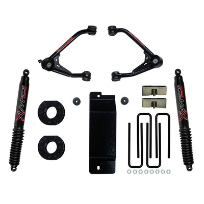 Skyjacker Ensemble de rehaussement 3.5-4 po avec bras de suspension supérieurs 2007-2013 GM 1500 4WD avec amortisseurs arrière Black Max B8500