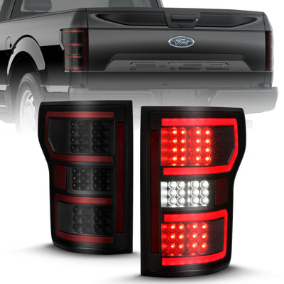 ANZO Feu arrière à DEL 18-19 Ford F-150 boîtier noir lentille transparente barre lumineuse rouge à défilement séquentiel