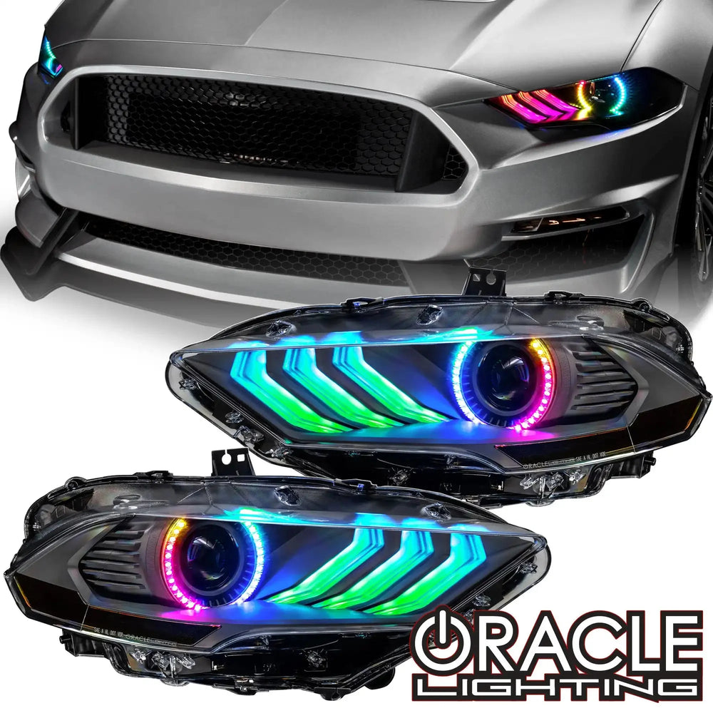 Oracle Lighting 18-23 Ford Mustang Dynamic ColorSHIFT LED Headlights - Black Series