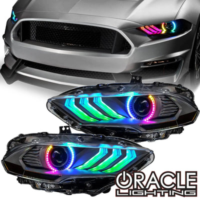 Oracle Lighting 18-23 Ford Mustang Dynamic ColorSHIFT LED Headlights - Black Series