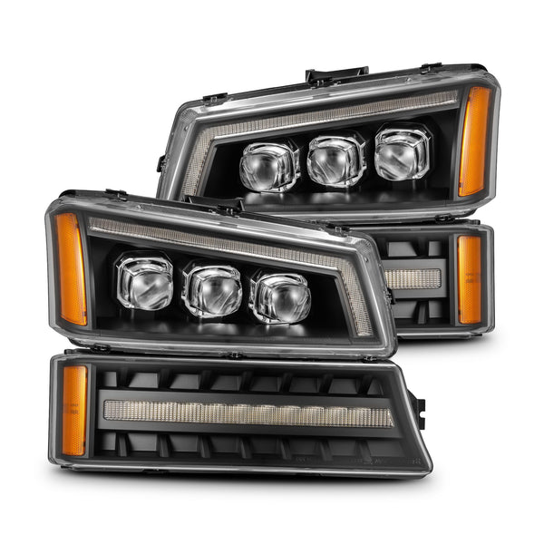 AlphaRex Phares à projecteur - noir — 2003-2006 Chevy Silverado 1500/2500HD/3500HD/Avalanche (880256)