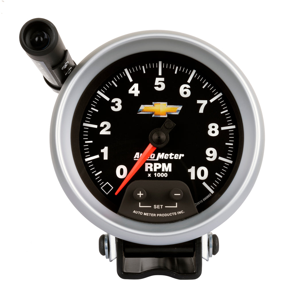 AutoMeter 3-3/4" Pedestal Tachometer, 0-10,000 RPM, Chevy Gold Bowtie