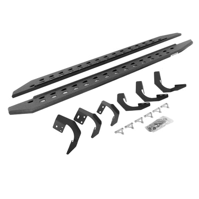 Go Rhino Ensemble de marchepieds minces RB20 19-22 Ram 1500 CC 4 portes (sauf Classic) (avec supports) - revêtement type doublure de caisse
