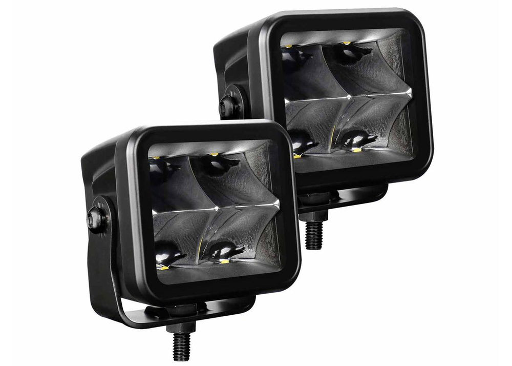 Go Rhino Blackout Series 3X3 Cube Spot Light Kit Pair Blk