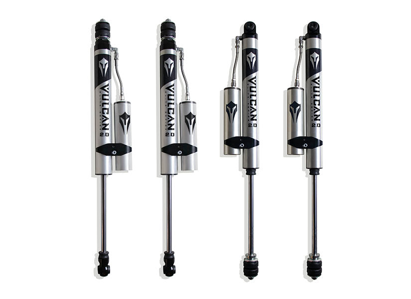 MaxTrac F&R Vulcan Series Reservoir Shocks - 2.5" Lift Height — Brushed Silver, 4WD (947225VR)