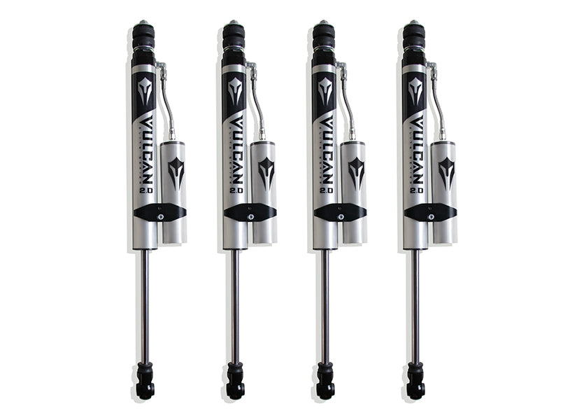 MaxTrac Front & Rear Vulcan Series Reservoir Shocks for 4" Lift (Factory Rear Air Ride) — 2014-2026 Ram 2500