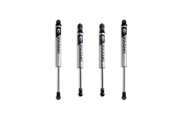 MaxTrac F&R Vulcan Series Shocks - 2.5" Lift Height — Brushed Silver — 2013-2026 Ram 3500 (947325V)