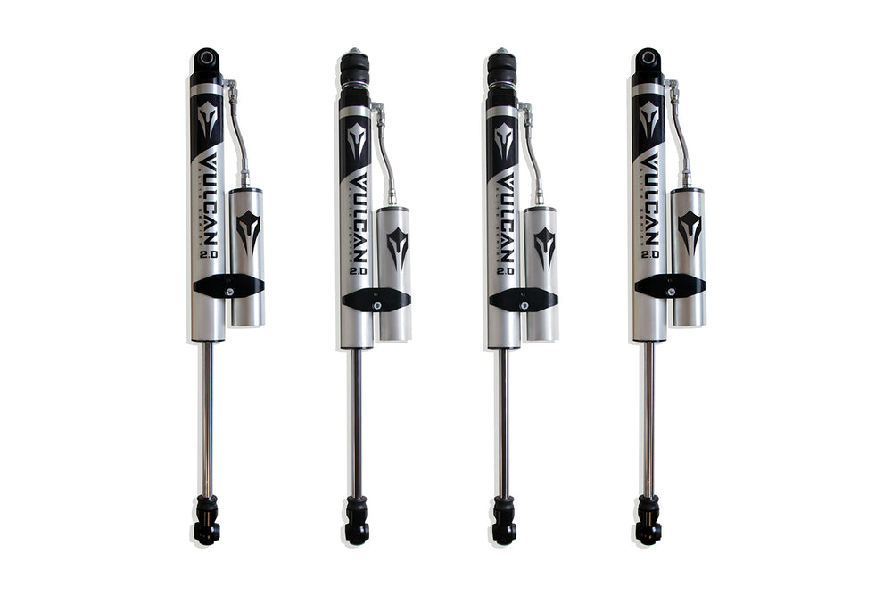 MaxTrac F&R Vulcan Series Reservoir Shocks - 2.5" Lift Height — Brushed Silver — 2013-2026 Ram 3500 (947325VR)