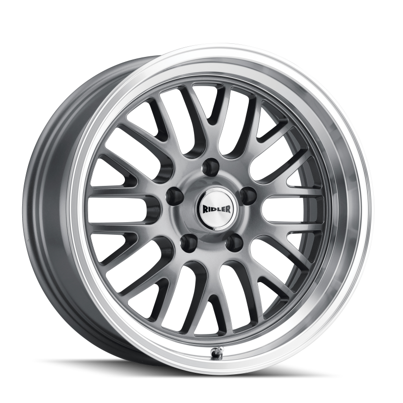 Ridler Roue 607 18x8 / 5x120.65 BP / déport 0mm / moyeu 83.82mm - gris brillant usiné
