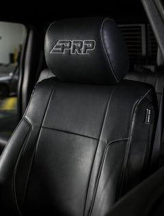 PRP Housses de siège avant 12-14 Ford Raptor (paire) - noir avec coutures argent