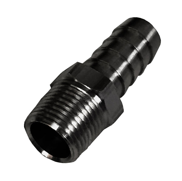 Derale Straight Hose Barb Fitting, 3/8" NPT Male x 1/2" Barb, Each