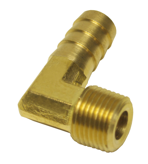 Derale 3/8" NPT Male x 1/2" Barb 90° Hose Fitting, Each