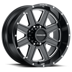 Raceline 940M Hostage 20x9in / 8x170 BP / 0mm Offset / 125.2mm Bore - Black & Milled Wheel