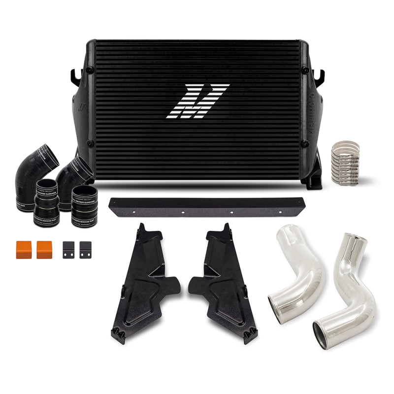 Mishimoto Intercooler Kit, Black Cooler/Polished Pipes — 2019-2024 Ram 6.7L Cummins (MMINT-RAM-19KBKP)