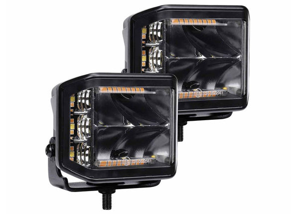 Go Rhino Feux cubes Sideline à faisceau concentré 4X3 Blackout Combo Series avec ambre (paire) - noir
